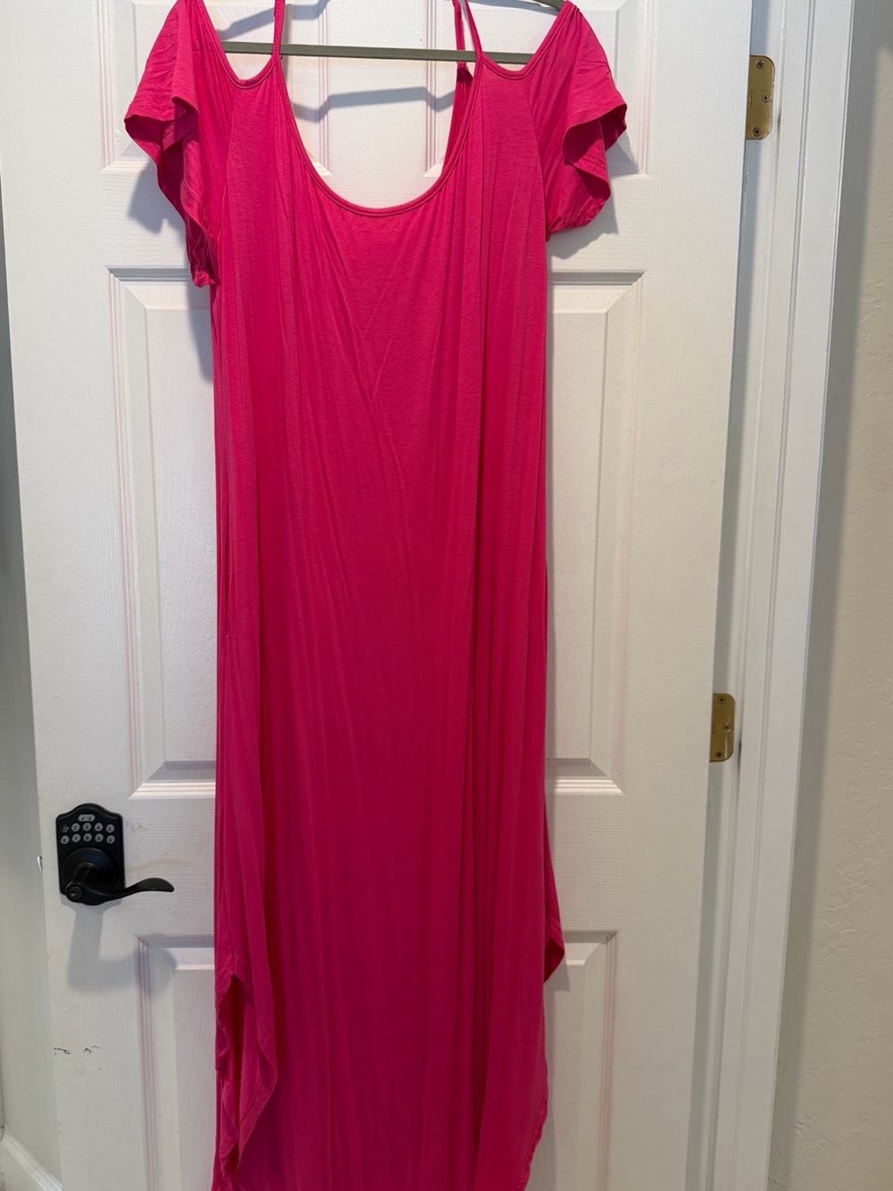 White Mark Cold-Shoulder Maxi Dress in Hot Pink